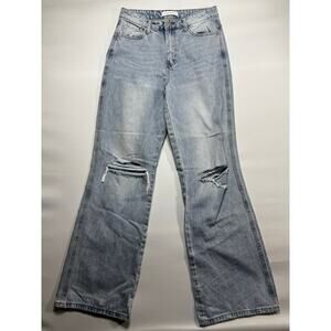 Flying Monkey Women's Distressed Light Blue Denim Dad Jeans - Size 28 (29x32)